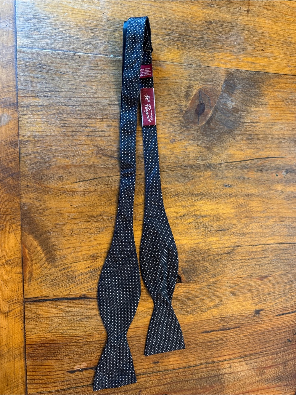 Penguin Self-Tie Bow Tie in Black/ dark charcoal with White Dot Pattern